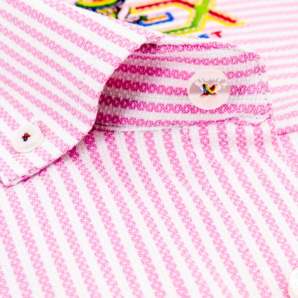 The Softest Stripe - Colores Edition FROG Shirt - Pink Long Sleeve Button Down EightX   