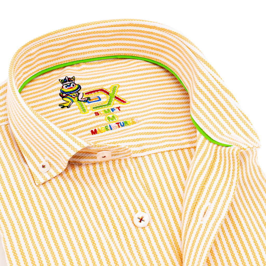 The Softest Stripe - Colores Edition FROG Shirt - Sunnyside Orange Long Sleeve Button Down EightX   