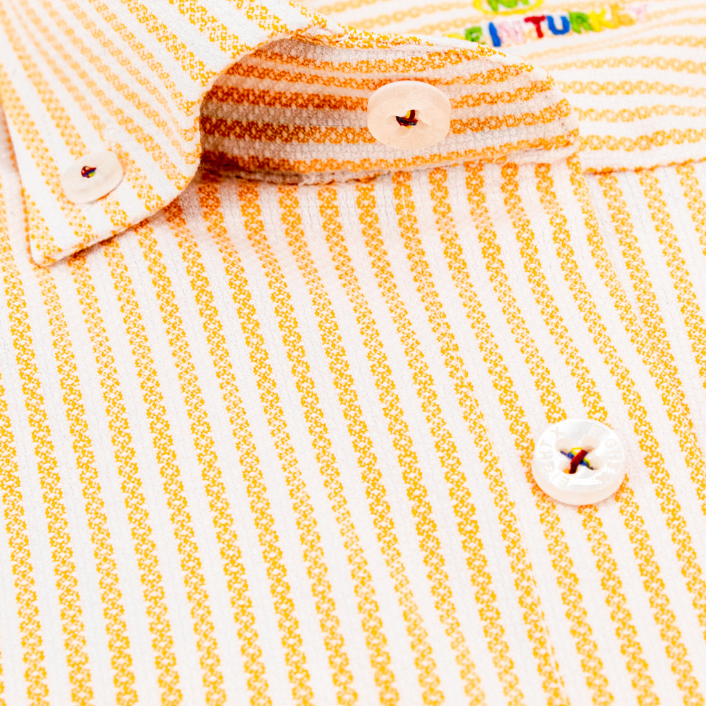 The Softest Stripe - Colores Edition FROG Shirt - Sunnyside Orange Long Sleeve Button Down EightX   