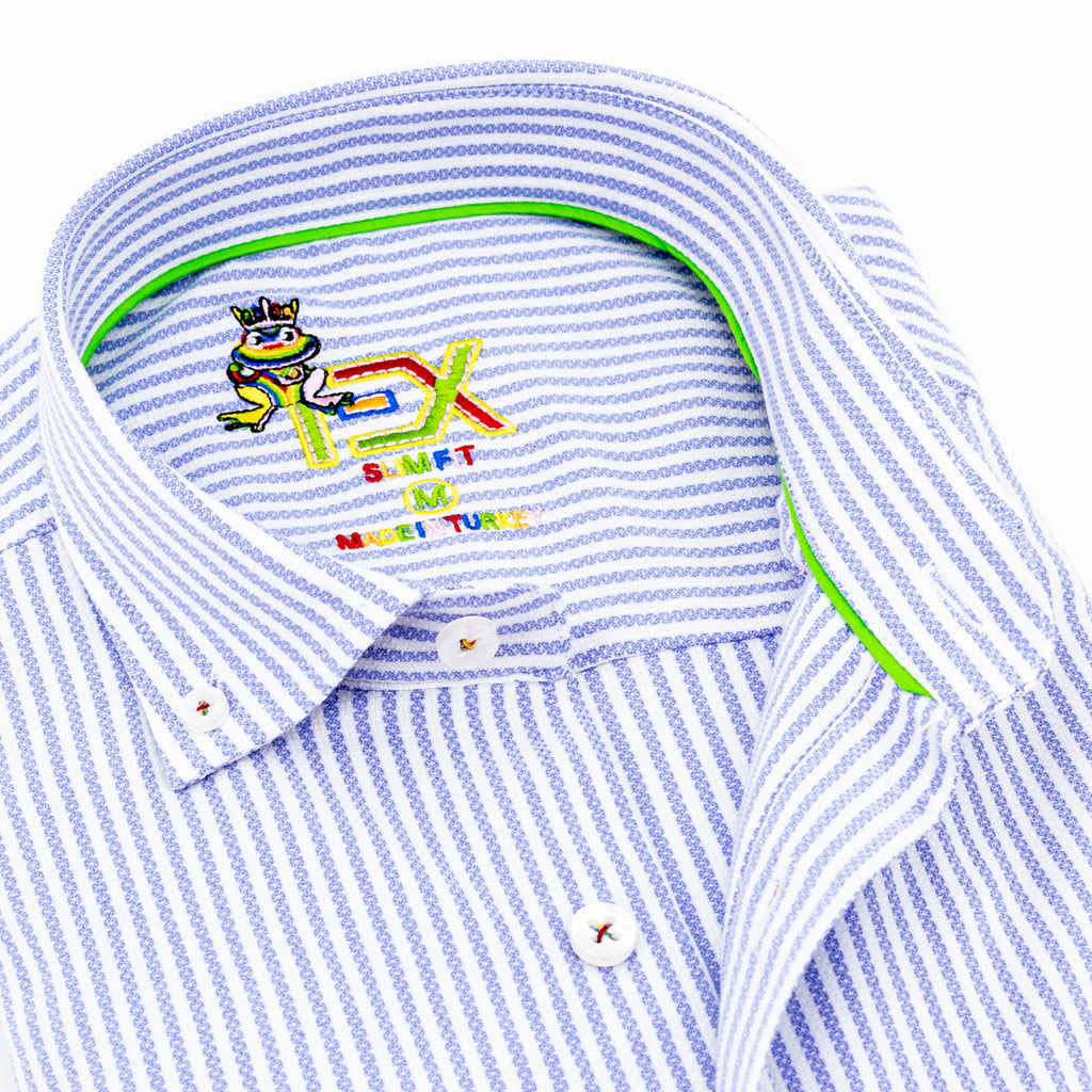 The Softest Stripe - Colores Edition FROG Shirt - Dusk Blue Long Sleeve Button Down EightX   