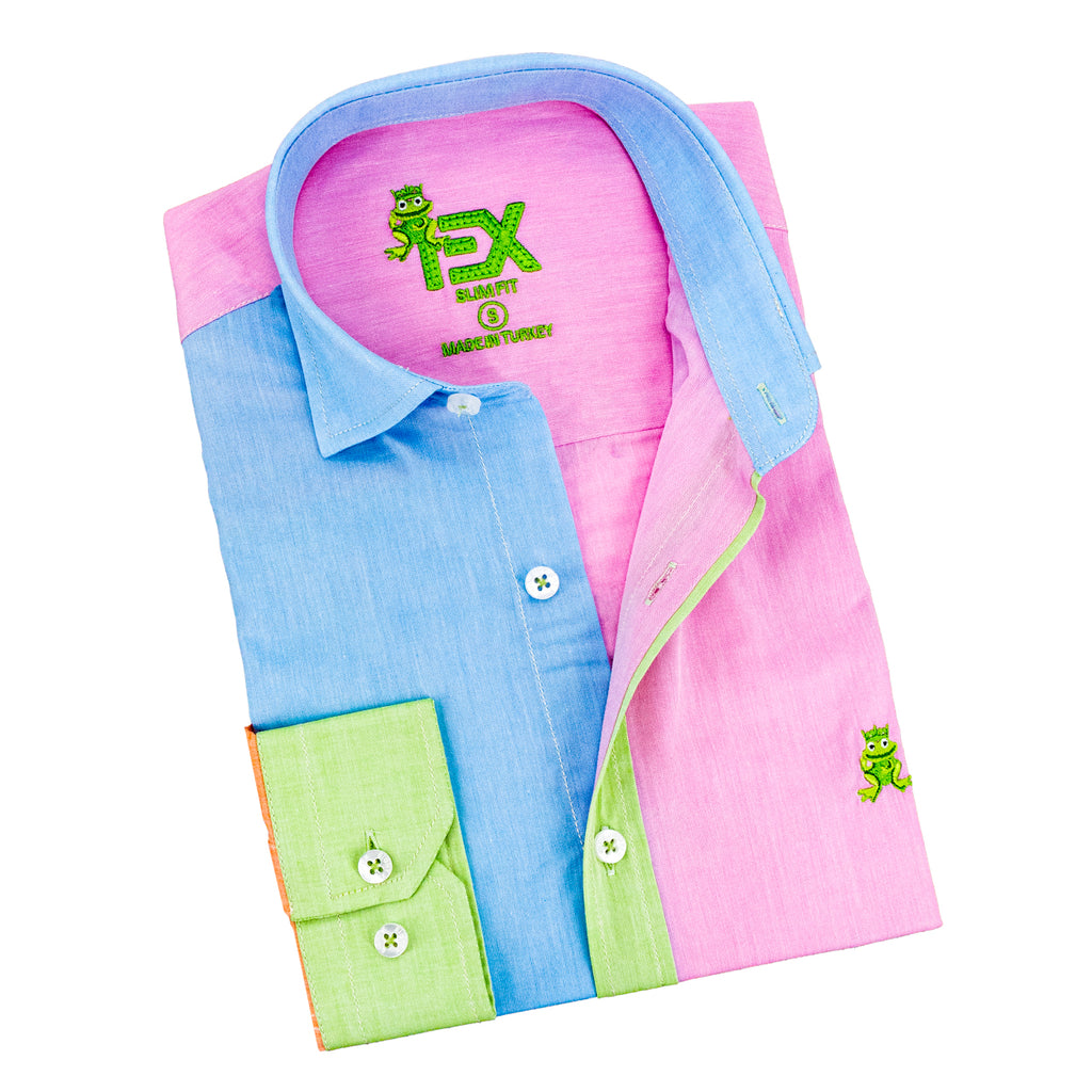 Color Block FROG Shirt - Miami Long Sleeve Button Down EightX   