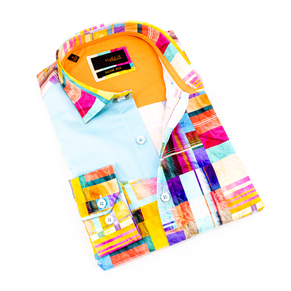 Windows 99 Button Down Shirt Long Sleeve Button Down EightX MULTI S 