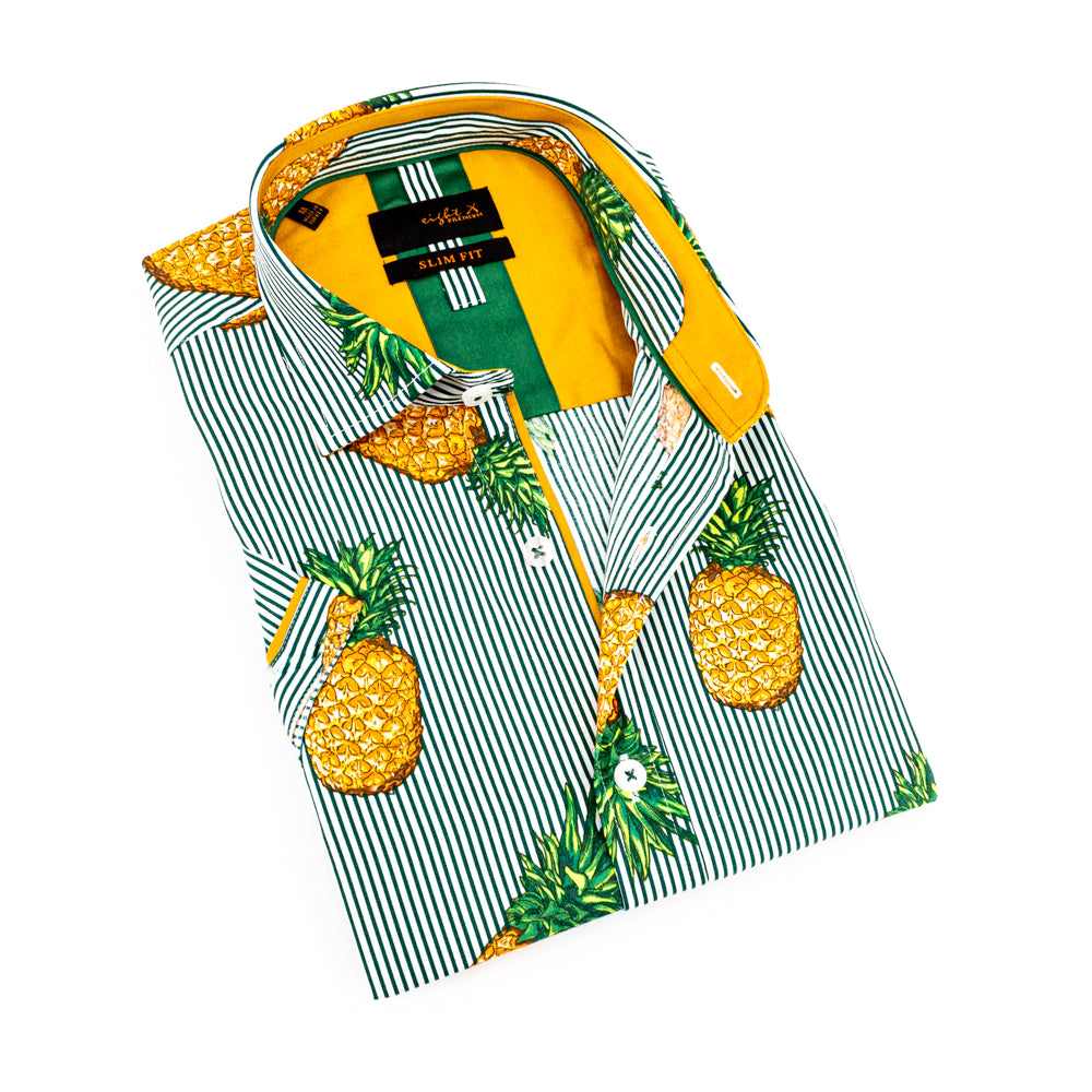 Pineapple Express Short Sleeve Short Sleeve Button Down Eight-X GREEN S 