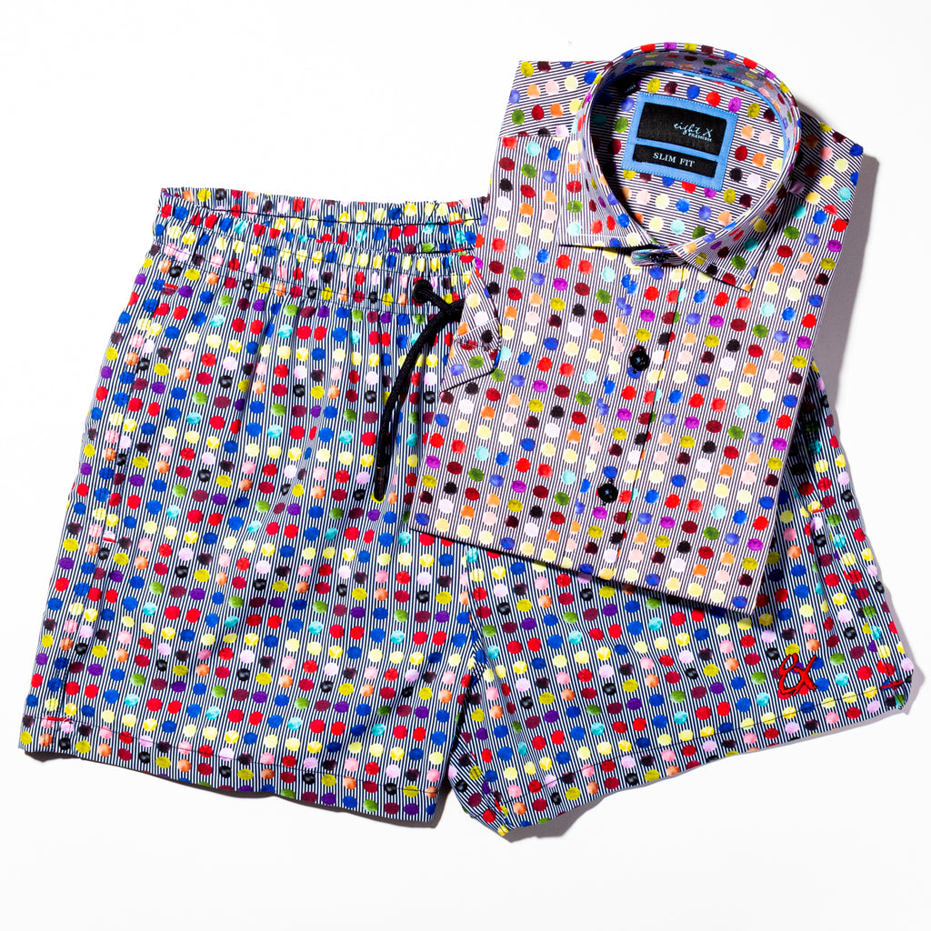 Dot and Cross Swim Trunks Swim Trunks Eight-X   