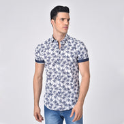 Palm Print Short Sleeve Shirt Short Sleeve Button Down Eight-X   