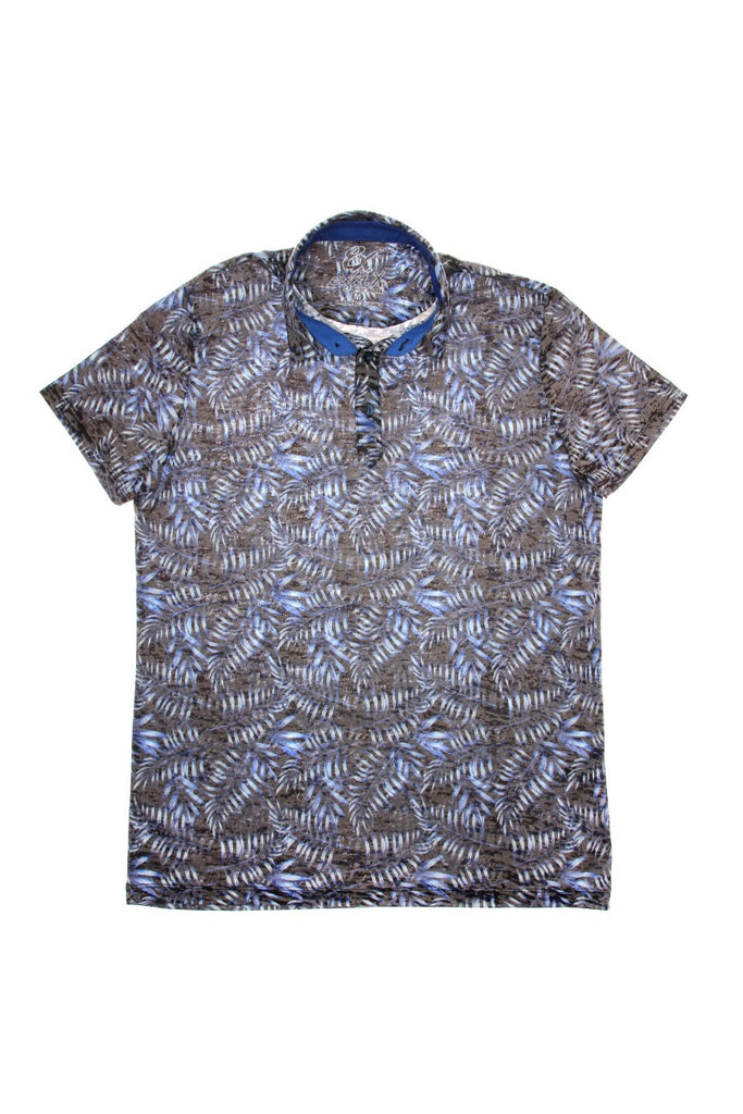 Navy Design Print Polo Shirt Polos EightX   