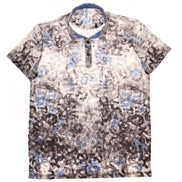 Blue Falling Letters Print Polo Shirt Polos EightX   