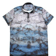 Blue Grey Print Polo Shirt Polos EightX   