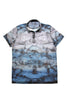 Blue Grey Print Polo Shirt Polos EightX   
