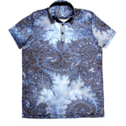 Navy Blue Print Polo Shirt Polos EightX   