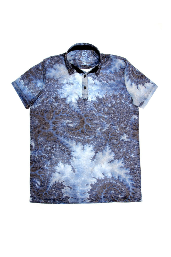 Navy Blue Print Polo Shirt Polos EightX   