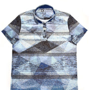 Blue Abstract Print Polo Shirt Polos EightX   