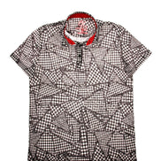 Black Geo Print Polo Shirt Polos EightX   