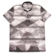 Black and Grey Print Polo Shirt Polos EightX   