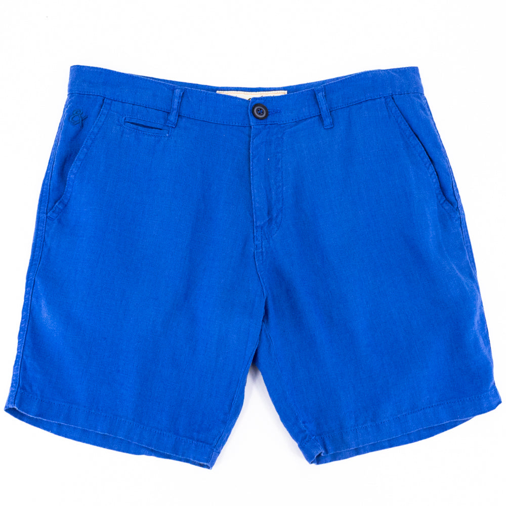 Blue Linen Slim Fit Shorts Linen Shorts Eight-X   