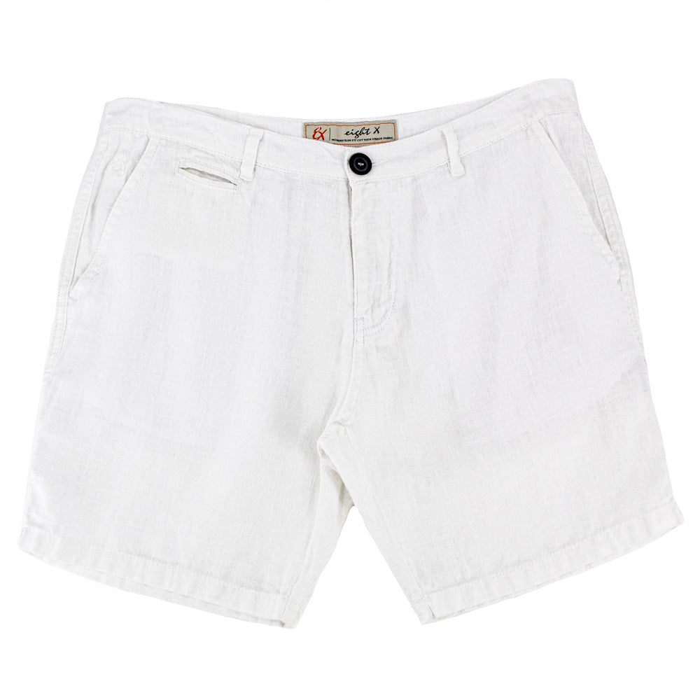 White Linen Slim Fit Shorts Linen Shorts Eight-X   