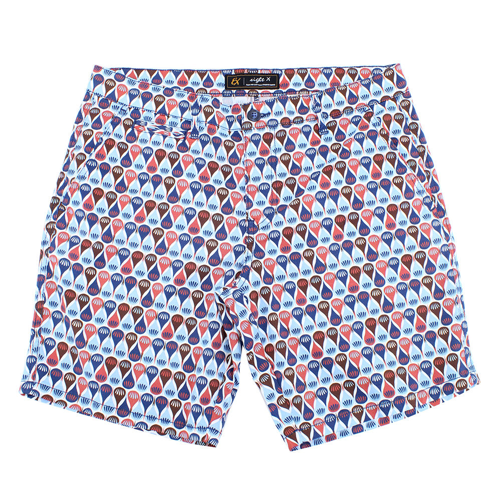 Retro Blue Print Shorts Chino Shorts EightX   