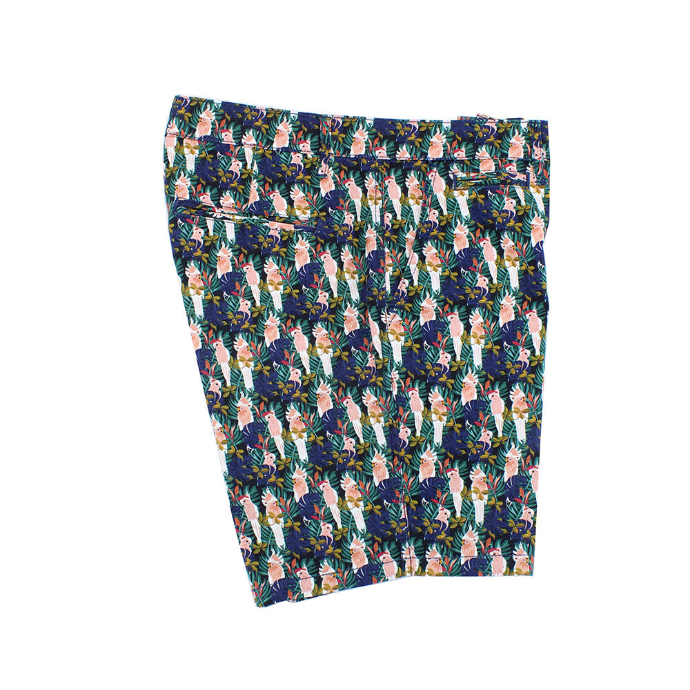 Navy Tropical Print Shorts Chino Shorts EightX   