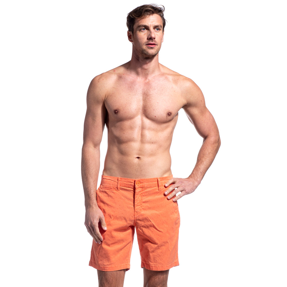 The Carlo Jacquard Shorts - Orange Shorts Eight-X   