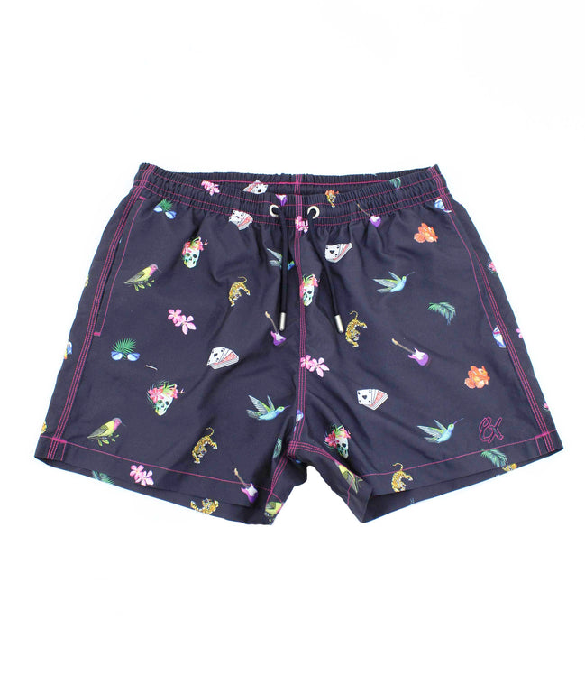 Urban Jungle Print Swim Trunks Swim Trunks EightX   