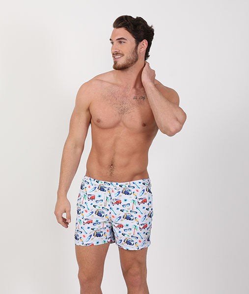 Surf City Print Swim Trunks Swim Trunks EightX   