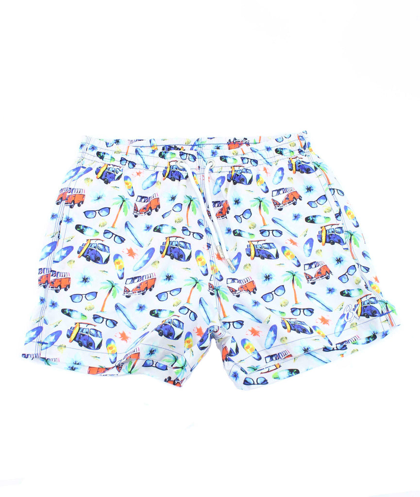 Surf City Print Swim Trunks Swim Trunks EightX   