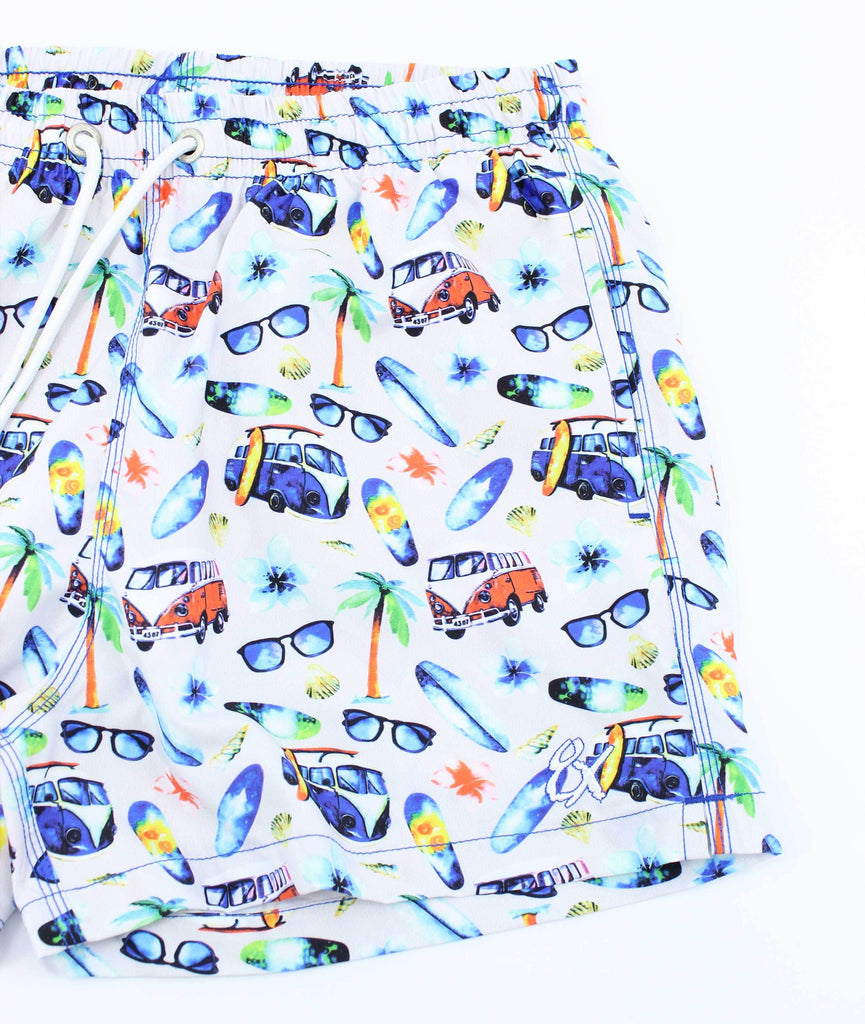 Surf City Print Swim Trunks Swim Trunks EightX   