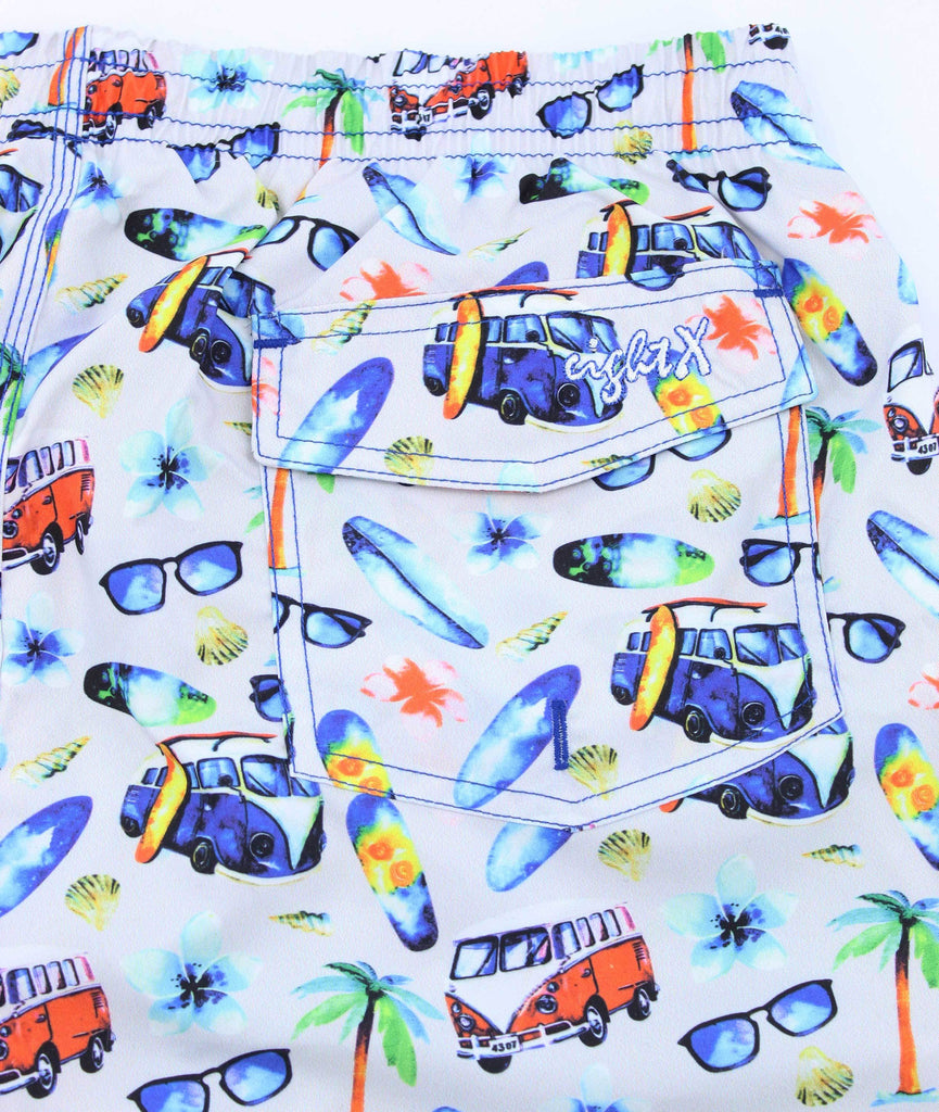 Surf City Print Swim Trunks Swim Trunks EightX   