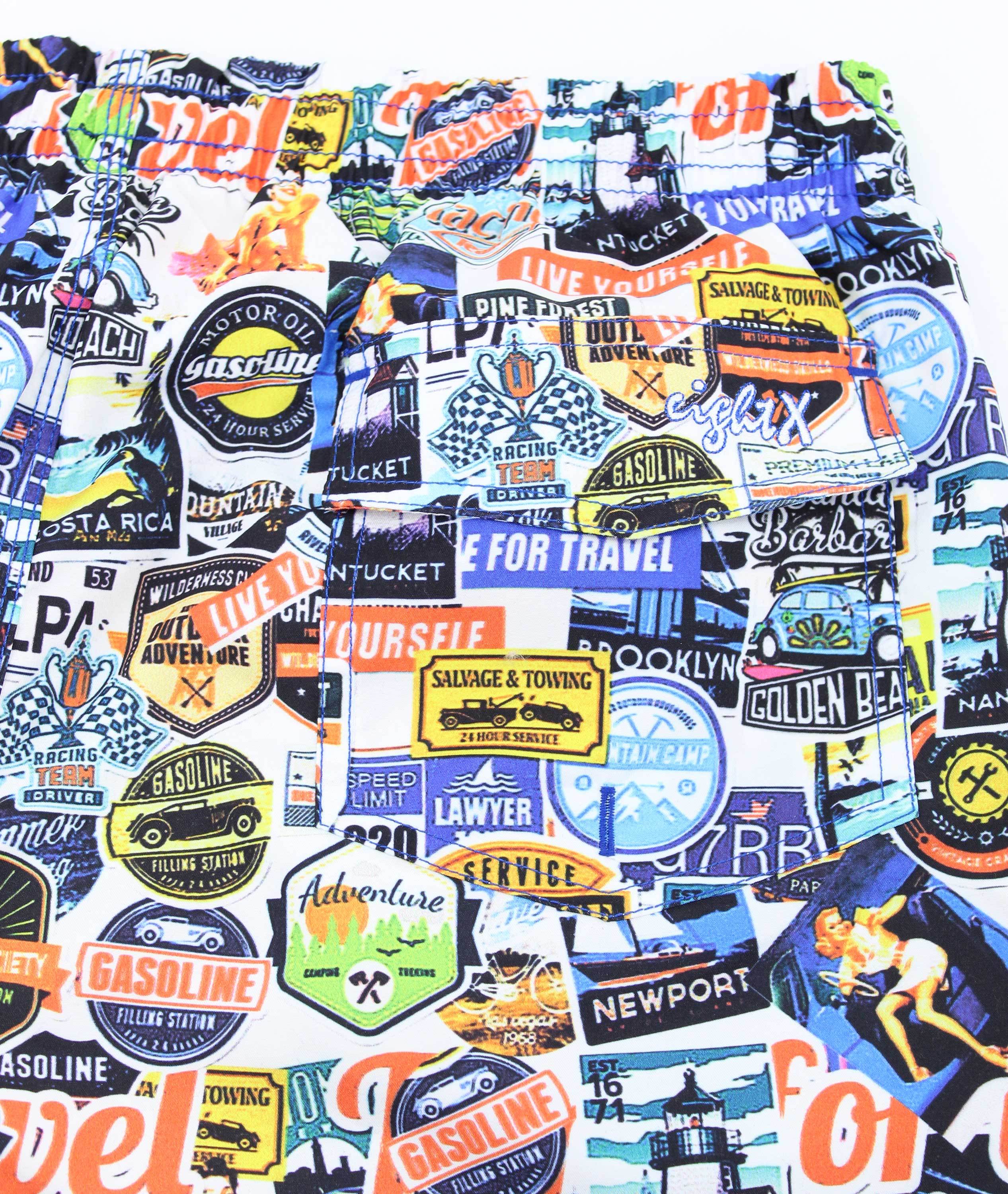 American Road Trip Print Swim Trunks Swim Trunks EightX   