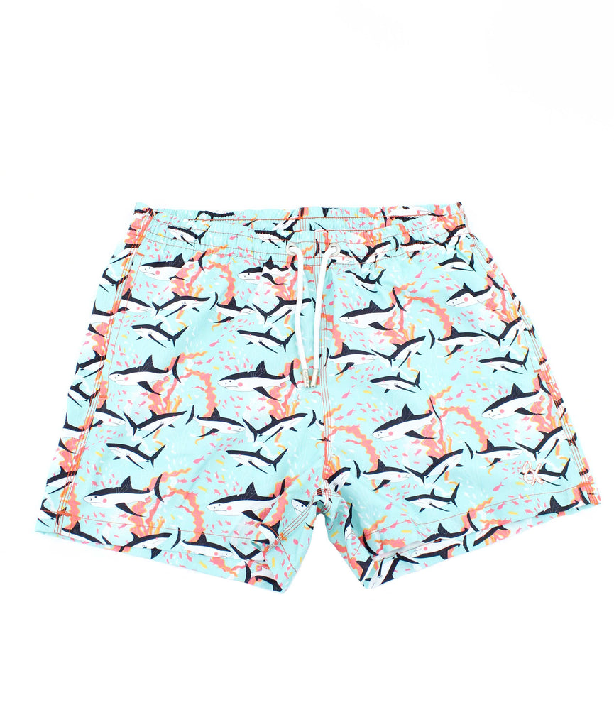 Shark Print Swim Trunks Swim Trunks EightX   