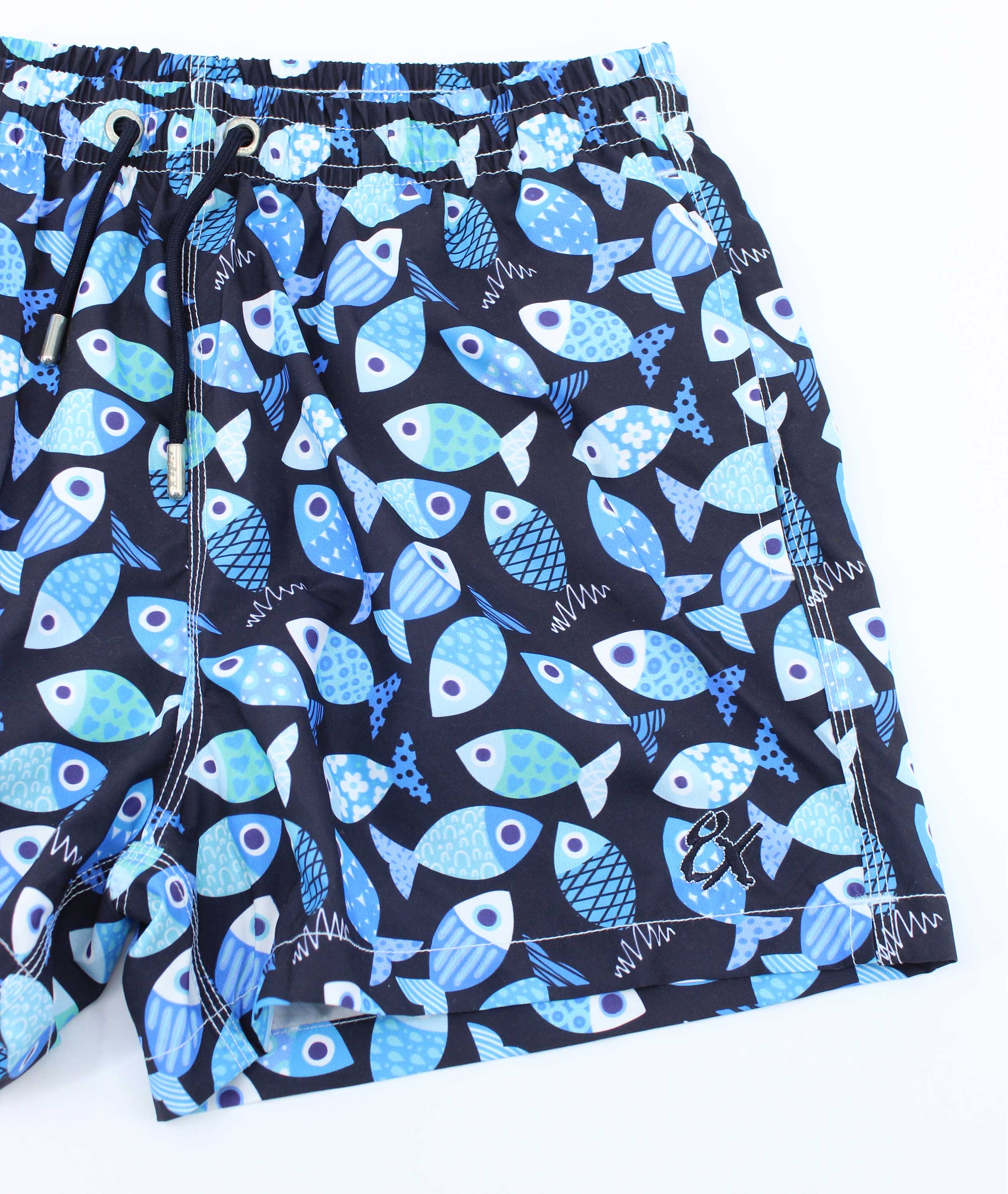 Blue Fish Swim Trunks Swim Trunks EightX   