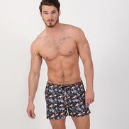 Flamingo and Palm Print Swim Trunks Swim Trunks EightX   