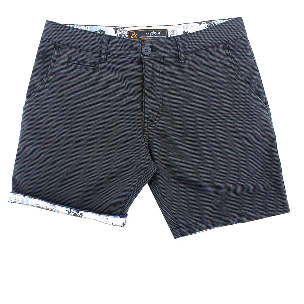 Brown Grey Slim Fit Textured Shorts Chino Shorts Eight-X   