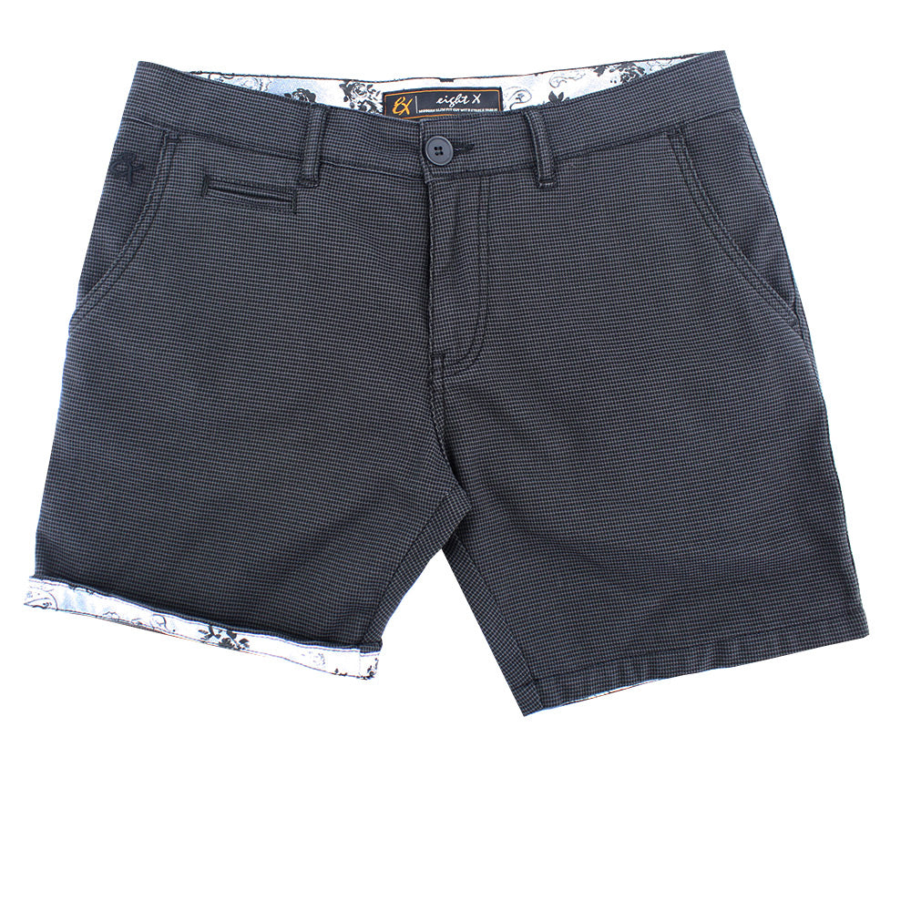 Brown Grey Slim Fit Textured Shorts Shorts Eight-X   