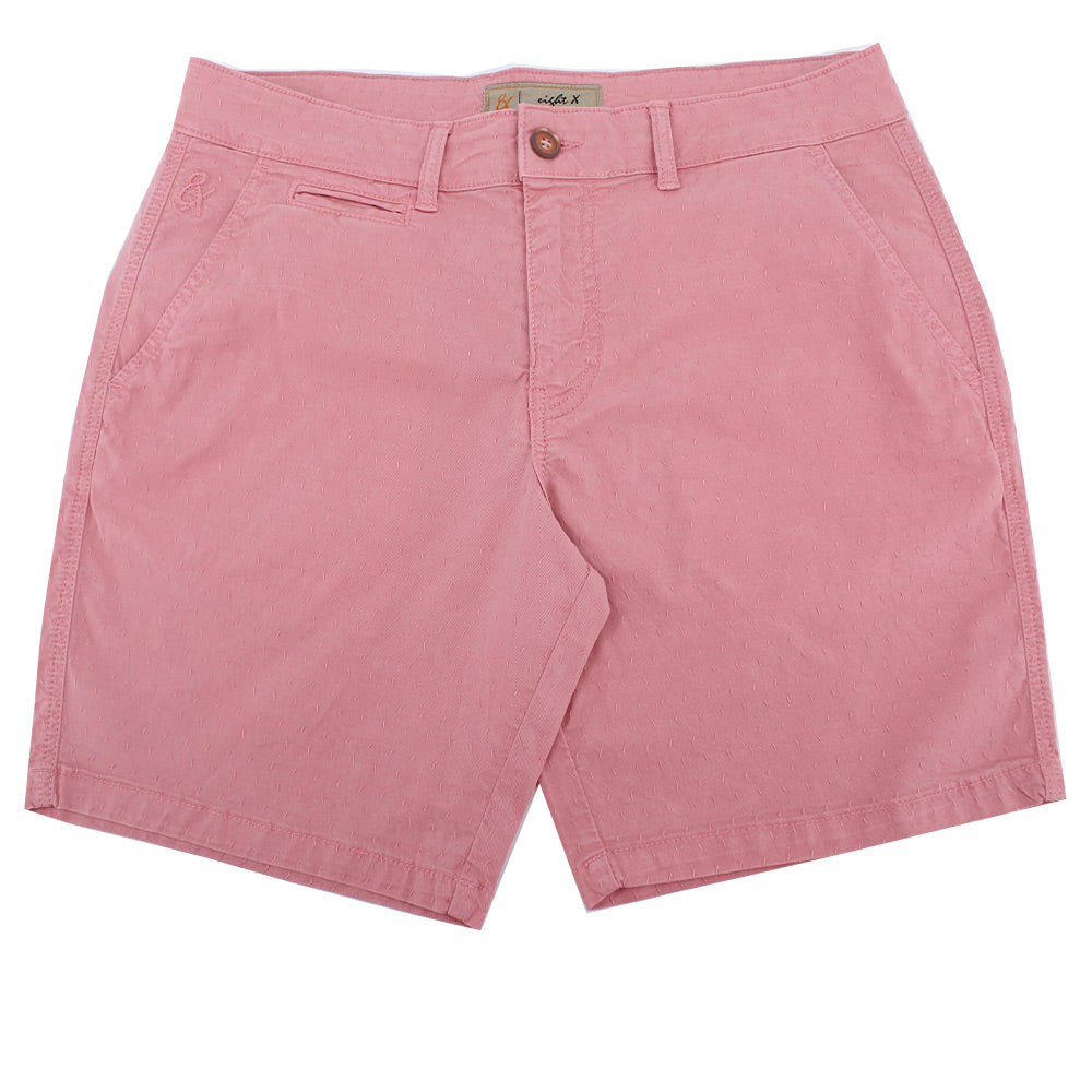 Pink Slim Fit Stretch Jacquard Shorts Chino Shorts Eight-X   