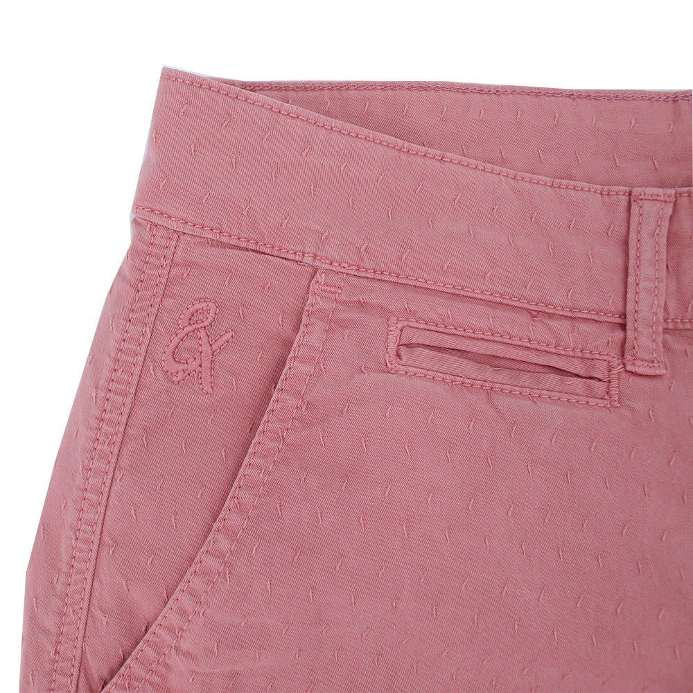 Pink Slim Fit Stretch Jacquard Shorts Chino Shorts Eight-X   