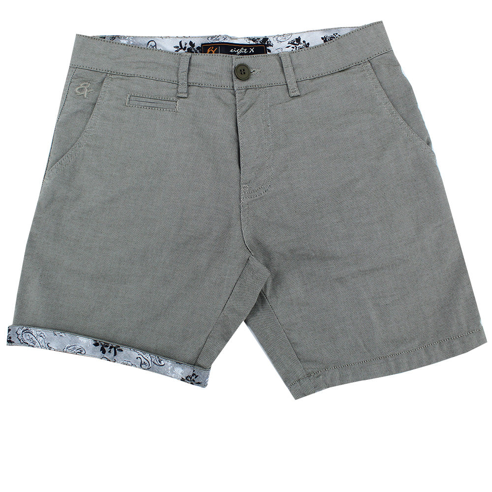 Olive Green Slim Fit Textured Shorts Shorts Eight-X   