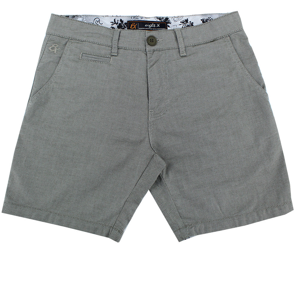 Olive Green Slim Fit Textured Shorts Shorts Eight-X   