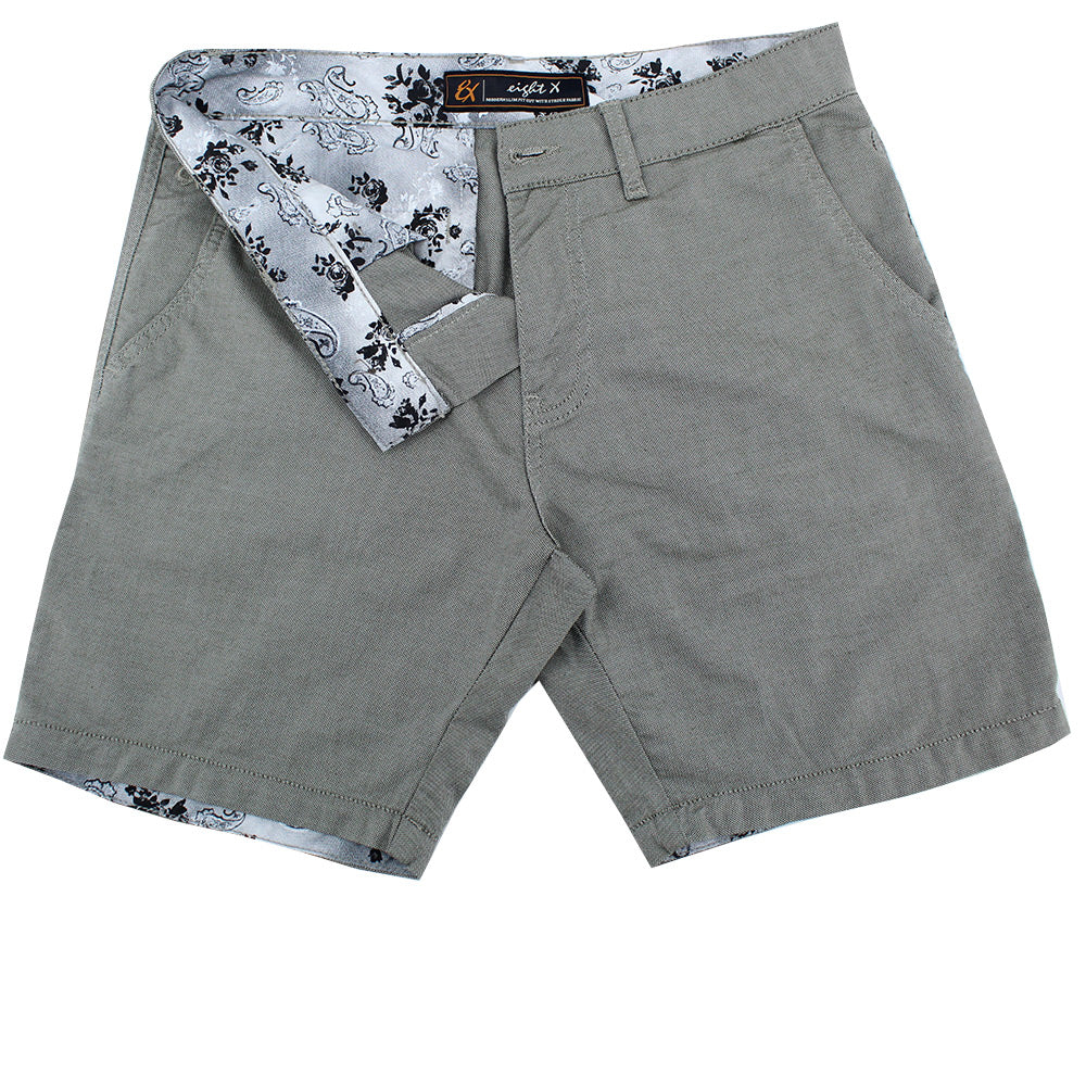 Olive Green Slim Fit Textured Shorts Shorts Eight-X   