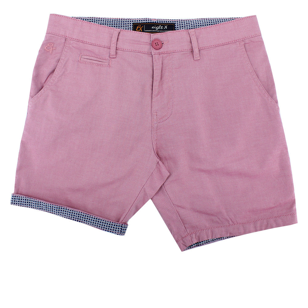 Red Slim Fit Textured Shorts Shorts Eight-X   