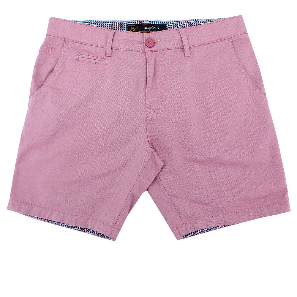 Red Slim Fit Textured Shorts Shorts Eight-X   