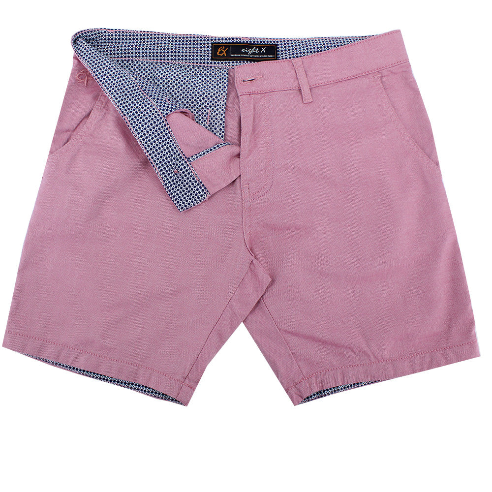 Red Slim Fit Textured Shorts Shorts Eight-X   