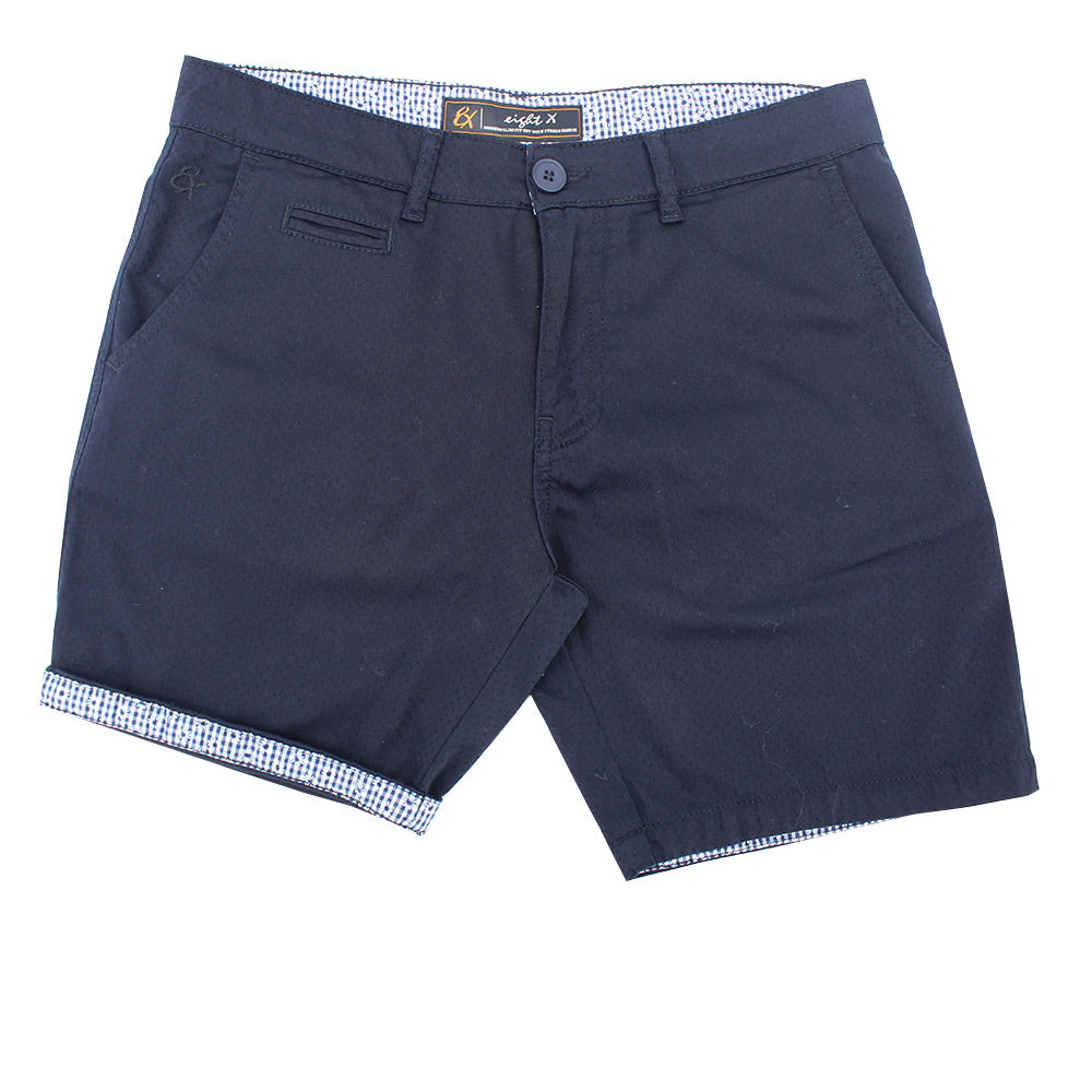 Navy Slim Fit Textured Shorts Shorts Eight-X   
