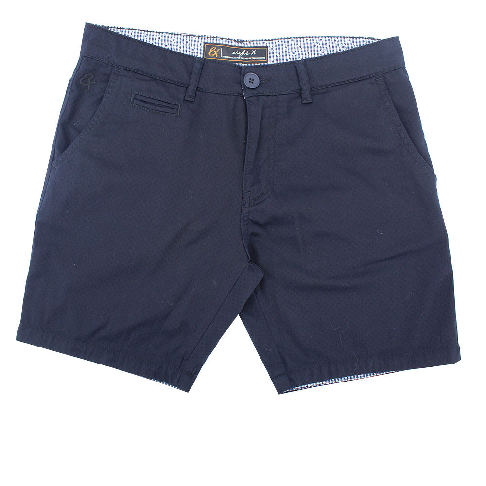 Navy Slim Fit Textured Shorts Shorts Eight-X   