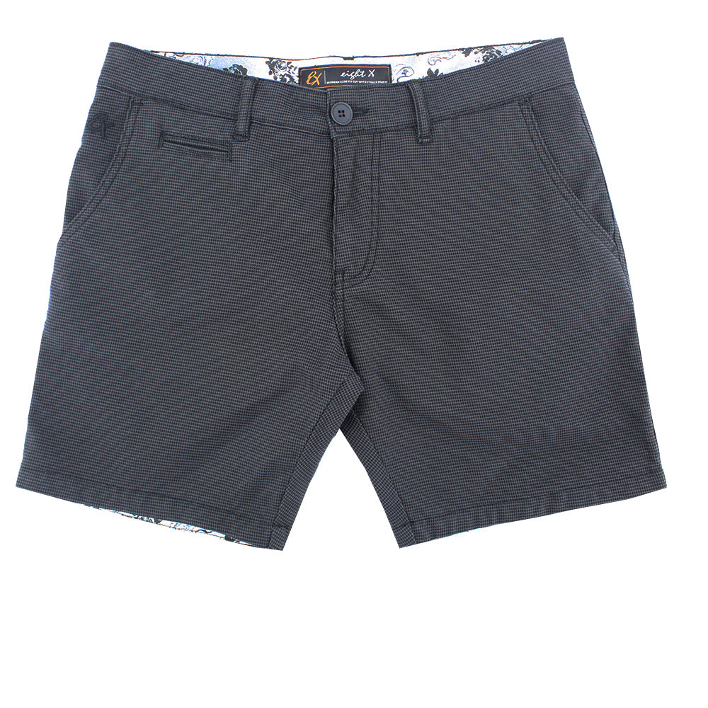Brown Grey Slim Fit Textured Shorts Shorts Eight-X GREY 29 