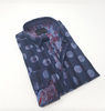 Navy Polka Dot Button Down Shirt W/Paisley Trim Long Sleeve Button Down EightX NAVY S 