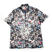 Grey Geo Print Polo Shirt Polos EightX   