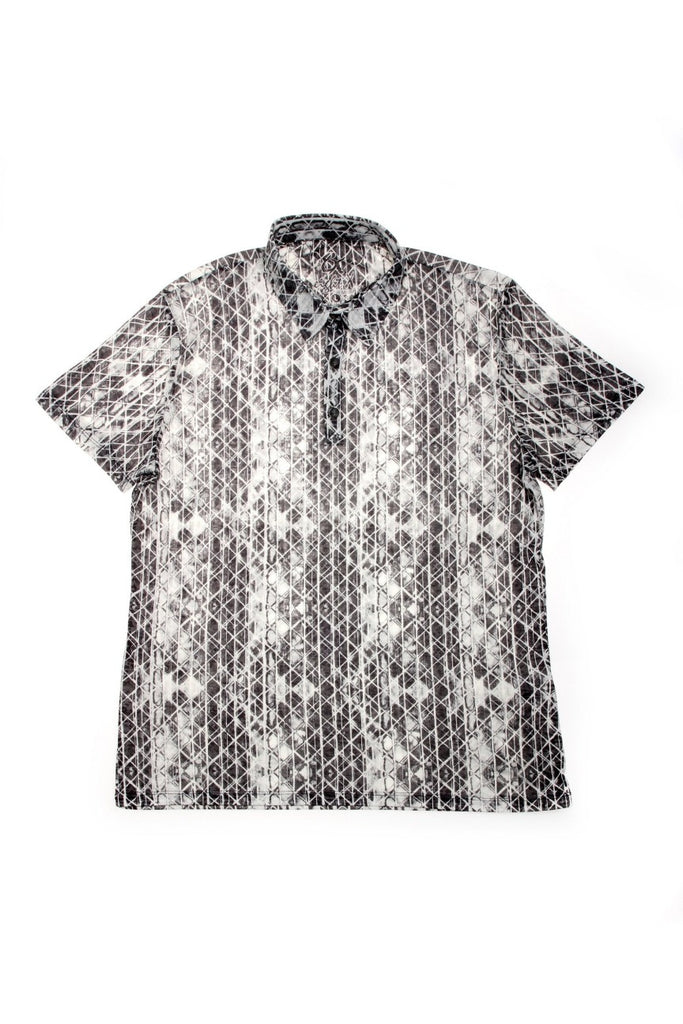 Grey Print Polo Shirt Polos EightX   