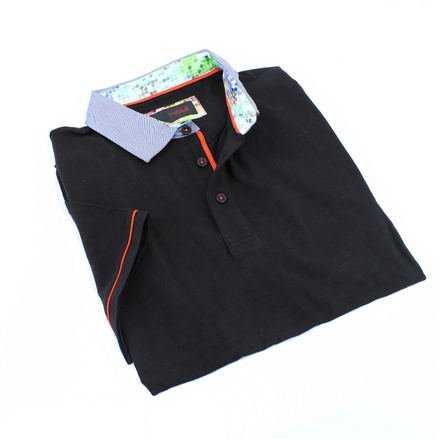 Black Polo Shirt With Color Trim Polos EightX