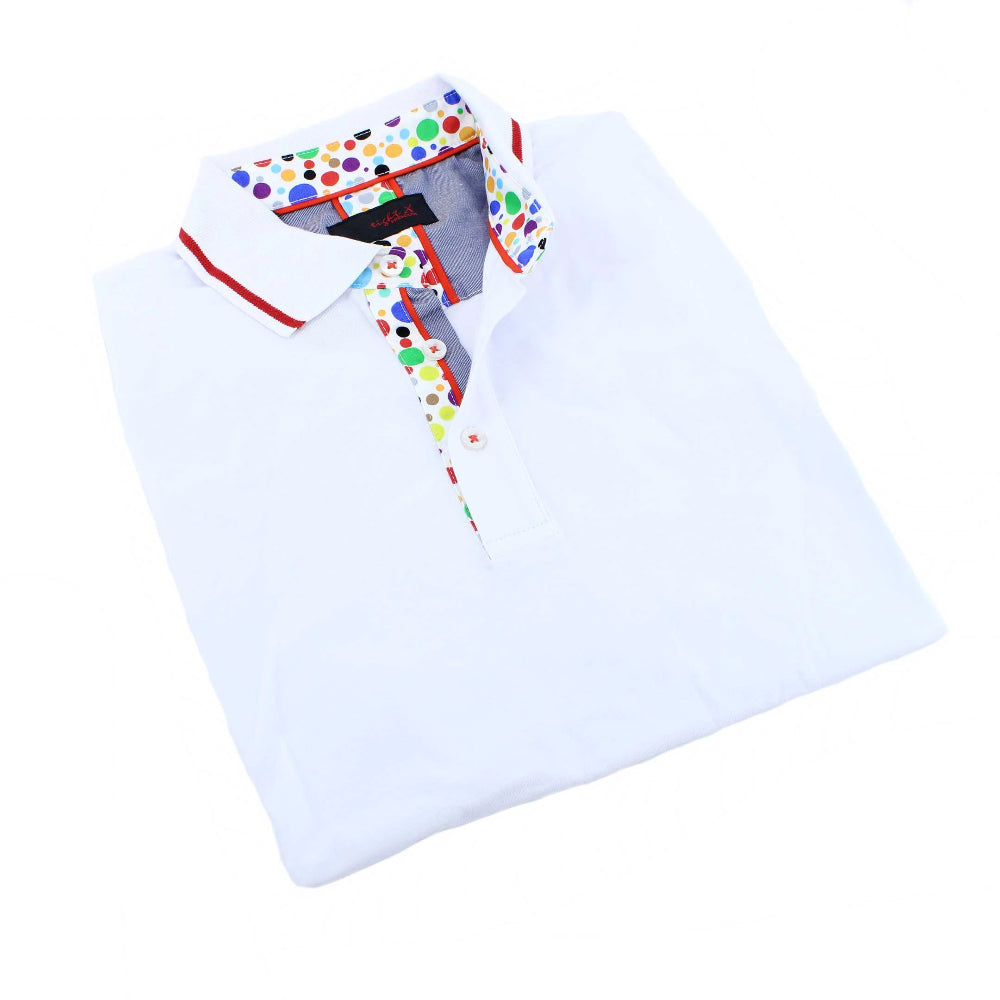 White Polo Shirt With Colorful Trim Polos EightX   